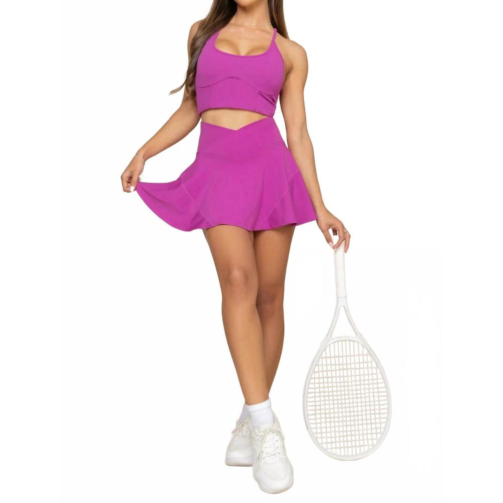 NEW POPFLEX ACTIVE crisscross hourglass twirl skort in royal orchid - Picture 4 of 7